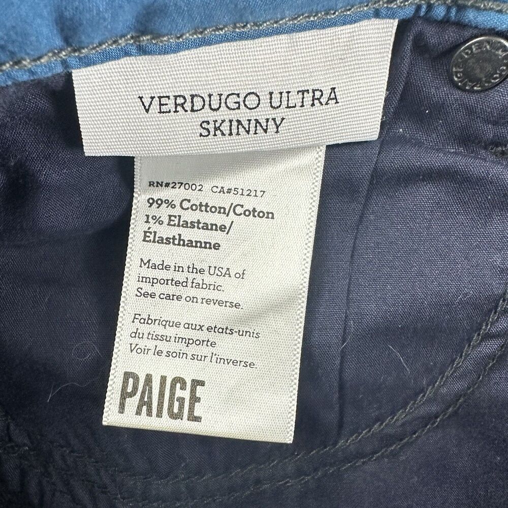 Paige Jeans Womens 28 Verdugo Ultra Skinny Dark Wash Classic City Stretch Blue* - Picture 16 of 16